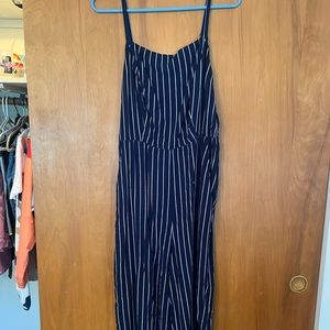 NAVY AND WHITE STRIPED ROMPER | LARGE | OLD NAVY | POCKETS